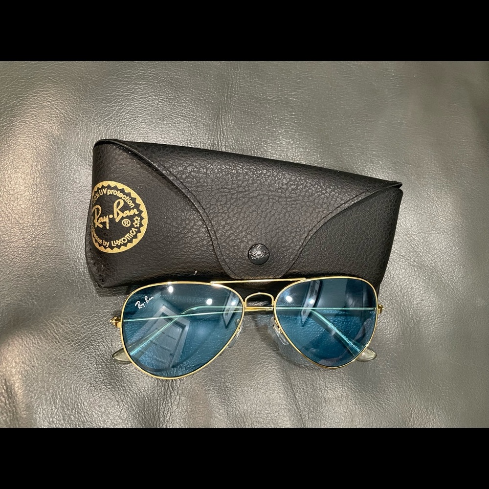 Ray Ban sunglasses original blue and gold nice 🤓